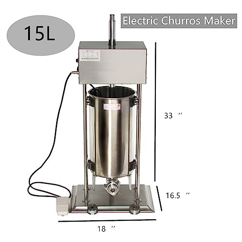 Auto Electric Commercial Churro Maker 15L Stainless Steel Manual Spanish Donut Churrera Churro Maker Machine with 4pcs Nozzles