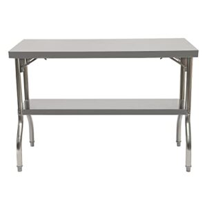 2 layers folding catering prep table commercial worktable workstation stainless steel prep work table for restaurants kitchen garages canteens,1100lbs loading
