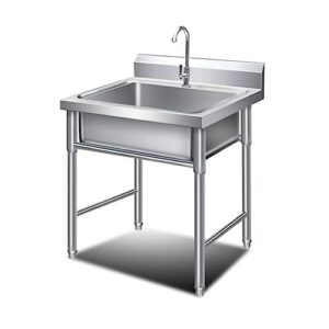 single sink sink commercial home sink stainless steel kitchen sink (size : 60 * 60 * 80cm)