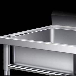 Single Sink Sink Commercial Home Sink Stainless Steel Kitchen Sink (Size : 60 * 60 * 80cm)