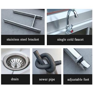 Single Sink Sink Commercial Home Sink Stainless Steel Kitchen Sink (Size : 60 * 60 * 80cm)