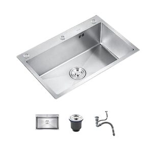 304 stainless steel thickened sink single-slot kitchen washbasin large single-slot manual sink (color : package one)