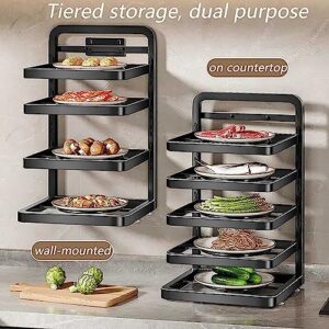 Kitchen Side Dish Organization Rack, Wall-Mounted Multi-Layer Preparation Storage Shelf, Detachable and Height Adjustable, for Kitchen, Hot Pot