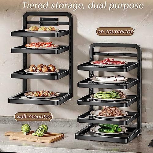 Kitchen Side Dish Organization Rack, Wall-Mounted Multi-Layer Preparation Storage Shelf, Detachable and Height Adjustable, for Kitchen, Hot Pot