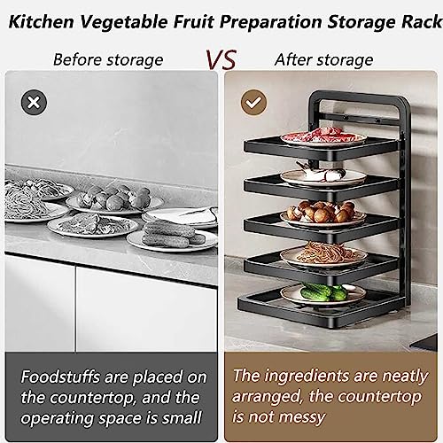 Kitchen Side Dish Organization Rack, Wall-Mounted Multi-Layer Preparation Storage Shelf, Detachable and Height Adjustable, for Kitchen, Hot Pot