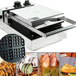 1300W Commercial Stainless Steel Waffle Maker 4Pcs Square Nonstick Electric Waffle Machine With Temperature And Time Control For Home Or Commercial Use Restaurant Bakeries Snack Family