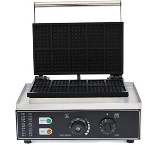 Stainless Steel Square Commercial Waffle Maker Machine,1500W 10pcs Nonstick Electric Waffle Machine With Temperature And Time Control,for Restaurant Bakeries Snack Bar Home ​Us