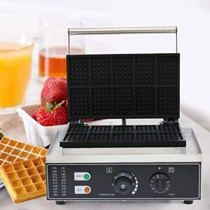 Stainless Steel Square Commercial Waffle Maker Machine,1500W 10pcs Nonstick Electric Waffle Machine With Temperature And Time Control,for Restaurant Bakeries Snack Bar Home ​Us