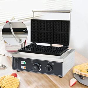 Stainless Steel Square Commercial Waffle Maker Machine,1500W 10pcs Nonstick Electric Waffle Machine With Temperature And Time Control,for Restaurant Bakeries Snack Bar Home ​Us