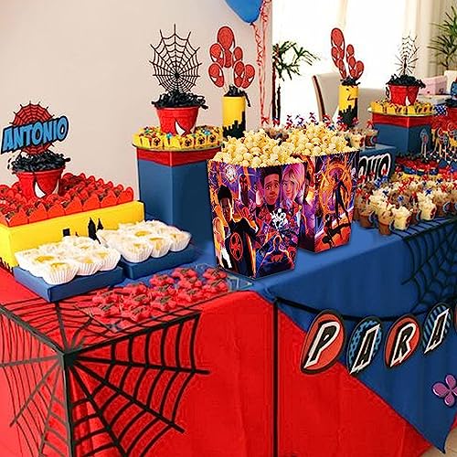 20Pcs Miles Morales Popcorn Boxes Cookies and Spider Candy Box Gift Packs for Boys Miles Morales Spider Black Spider Party Supplies