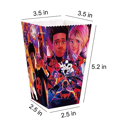 20Pcs Miles Morales Popcorn Boxes Cookies and Spider Candy Box Gift Packs for Boys Miles Morales Spider Black Spider Party Supplies