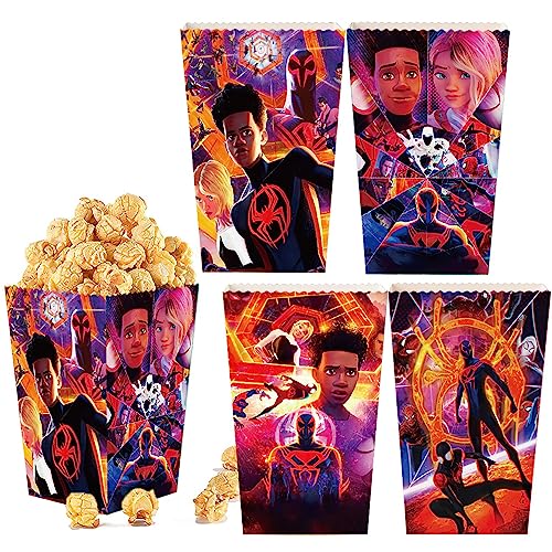 20Pcs Miles Morales Popcorn Boxes Cookies and Spider Candy Box Gift Packs for Boys Miles Morales Spider Black Spider Party Supplies