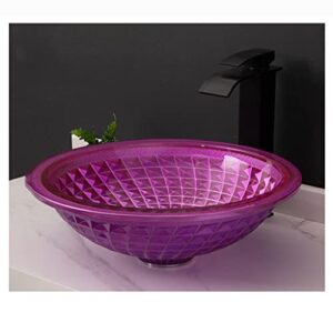 Bathroom Sink Modern Simple Vessel Sink Bathroom Round Wash Basin Tempered Glass Wash Basin Hotel Art Desk Sink Vessel Sink (Color : Sink only)