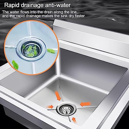 304 Stainless Steel Utility Sink,Laundry Room Sink 1 Compartment, Free Standing Portable Sink With Stand And Faucet,Industrial Garage Sink Kitchen Sink Sink For Workshop,Outdoor Indoor (Size : 60x60x