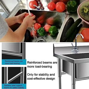 304 Stainless Steel Utility Sink,Laundry Room Sink 1 Compartment, Free Standing Portable Sink With Stand And Faucet,Industrial Garage Sink Kitchen Sink Sink For Workshop,Outdoor Indoor (Size : 60x60x