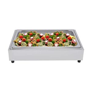 commercial food warmer, full-size 1 pot steam table with lid, electric food warmers, grade stainless steel buffet equipment, fits 20.87 x 13 pan, 300w, for restaurant, sliver