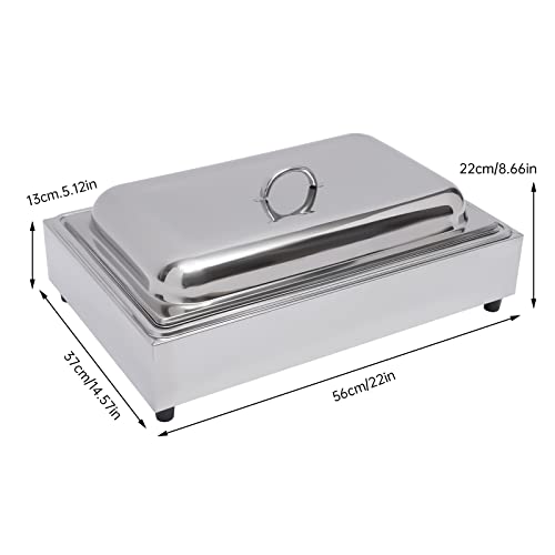 Commercial Food Warmer, Full-Size 1 Pot Steam Table with Lid, Electric Food Warmers, Grade Stainless Steel Buffet Equipment, Fits 20.87 x 13 Pan, 300W, for Restaurant, Sliver