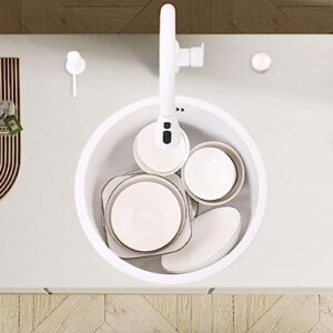 Small Round Kitchen Sink, Bar Single Sink,304 Stainless Steel Single Bowl,Balcony Sink,with Drain Basket, Pull the Faucet