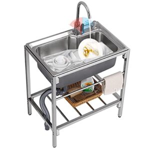 stainless steel kitchen sink with bracket commercial restaurant sink set with hot and cold faucet large single bowl sink for laundry room rear outdoor garage