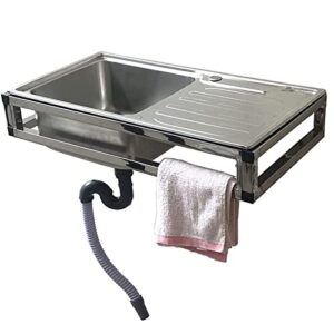 farmhouse sink, kitchen simple 304 stainless steel sink single sink with wall bracket, stainless steel kitchen sink, commercial wall mount hand basin for restaurant, kitchen and home