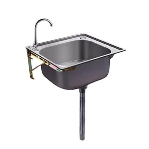 Single Slot 304 Stainless Steel with Bracket,kitchen Sink Sink Balcony Wash Basin,Stainless Steel Drain,3 Size