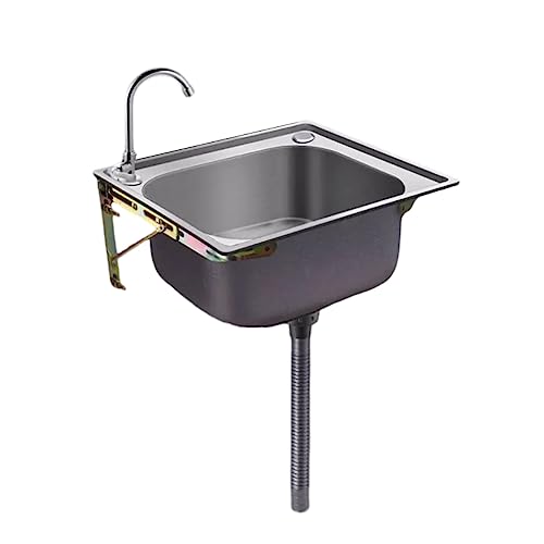 Single Slot 304 Stainless Steel with Bracket,kitchen Sink Sink Balcony Wash Basin,Stainless Steel Drain,3 Size