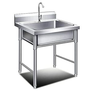 commercial restaurant sink, free standing 201 stainless steel commercial sink with faucet utility sink outdoor sink single bowl laundry utility room sinks for indoor bathroom restaurant