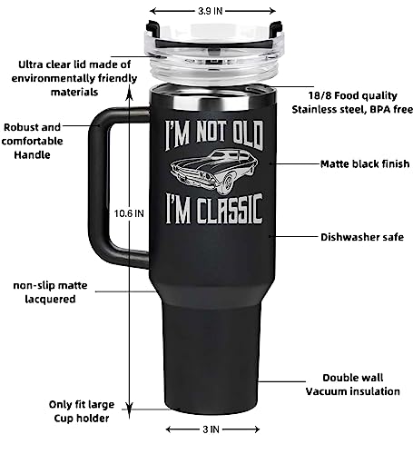 AMAZPRINTS Dad Gifts from Daughter Son - Gifts for Dad, Grandpa, Men - Birthday Gifts for Men - Dad Birthday Gift - Funny Gifts for Men - Retirement Gifts - Men Gifts Ideas -Tumbler 40oz With Handle