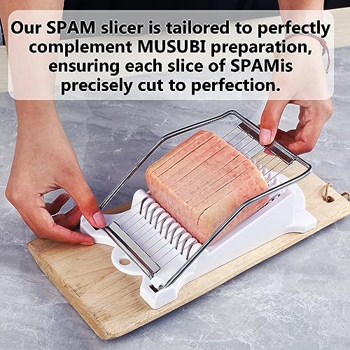 Spam Musubi Mold, Musubi Maker Press 2 Pack with Luncheon Meat Slicer and Rice Paddle - Create Authentic Hawaiian Musubi at Home Non-Stick, The Musubi Mold is Used in Hawaii Restaurants !