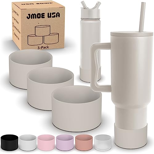 Jmoe USA 3-Pack Boot Sleeve Covers for Simple Modern 40oz & 30oz Trek Tumbler With Handle | Travel Mug | Protects Against Dents & Scratches | Fits Summit Bottles | Soft Silicone (Almond Birch)