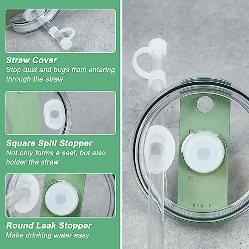 9 Pack Silicone Spill Proof Stopper, Compatible With Stanley Cup 1.0 40oz/ 30oz, Leak Stopper Tumbler Accessories with 3 Straw Cover Cap, 3 Square Spill Stopper and 3 Round Leak Stopper