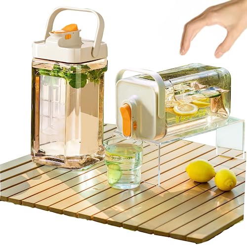 Plastic Drink Dispenser With Spigots, 1 Gallon Portable Water Bottle Pitcher, 100% Leakproof Fridge Beverage Dispensers Jug, 1 Gallon Tea Milk Lemonade Container, 1 GalloParty Picnic