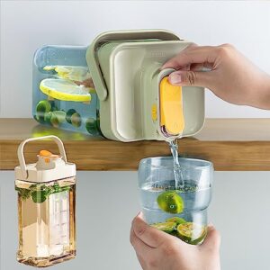 Plastic Drink Dispenser With Spigots, 1 Gallon Portable Water Bottle Pitcher, 100% Leakproof Fridge Beverage Dispensers Jug, 1 Gallon Tea Milk Lemonade Container, 1 GalloParty Picnic