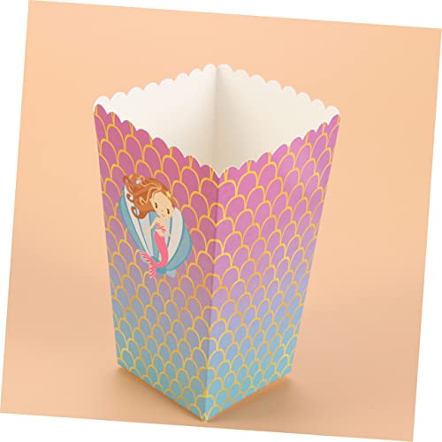 Popcorn Carton 24 Pcs Popcorn Boxes Party Candy Cartons Mermaid Popcorn Boxes Snack Box Mermaid Popcorn Box Scalloped Favor Box