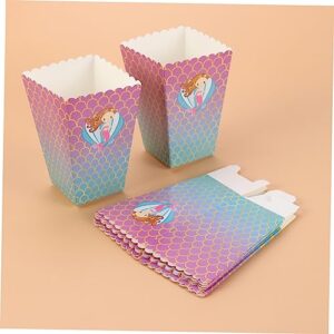 Popcorn Carton 24 Pcs Popcorn Boxes Party Candy Cartons Mermaid Popcorn Boxes Snack Box Mermaid Popcorn Box Scalloped Favor Box