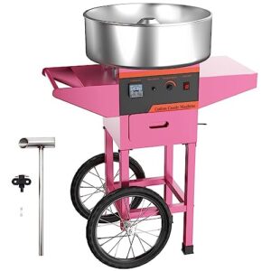 commercial cotton candy machine with cart for family and parties - 19.7 inch, pink - ideal for birthday parties and events