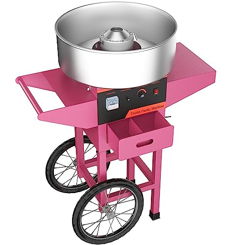 Commercial Cotton Candy Machine with Cart for Family and Parties - 19.7 Inch, Pink - Ideal for Birthday Parties and Events