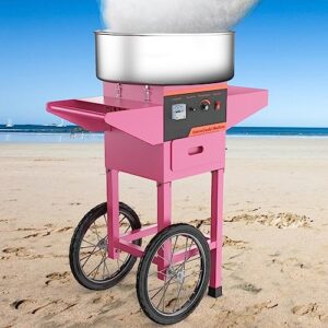 Commercial Cotton Candy Machine with Cart for Family and Parties - 19.7 Inch, Pink - Ideal for Birthday Parties and Events