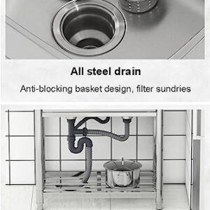 Free Standing Utility Sink, single Bowl Kitchen Sink Outdoor Sink Station, with Hot and Cold Faucet Drain Basket, Shelf, Towel Bar, for Garage, Laundry Room, Outdoor (21 Inch)