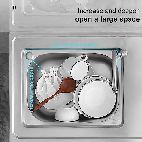 Stainless Steel Utility Sink, Commercial Restaurant Sink, Single Bowl w/Faucet & Drainboard Outdoor Garden Sink, for Kitchen Laundry Room Garage L100*W50*H80cm/L39.3*W19.6*H31.4in LeftSingleSlot