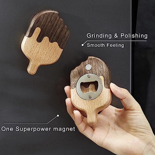 Ice Cream Wooden Bottle Opener Freezer Magnet with Wax as