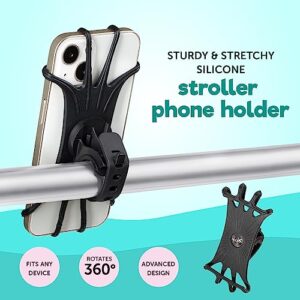 Hoovy Silicone Stroller Phone Holder | Cell Phone Holder for Strollers, Shopping Carts, or Handlebars | Phone Holder Mount for Strollers