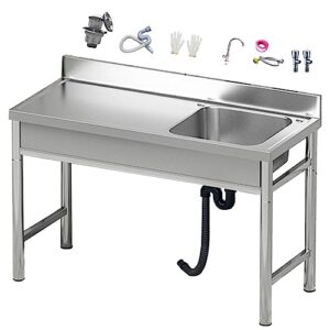 commercial restaurant sink, stainless steel utility sink free-standing kitchen sink, double bowl restaurant kitchen sink set with hot and cold water faucet for restaurant, cafe, bar, hotel