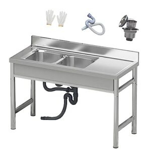 commercial restaurant sink 2 compartment free standing utility sink, large double bowl sink, outdoor sink, industrial sink for restaurant, cafe, bar, hotel, garage, laundry room