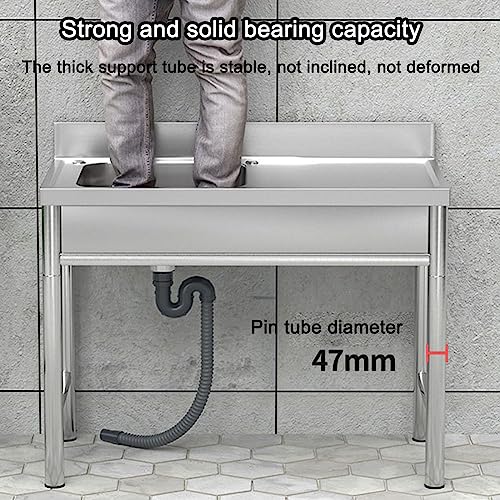 Commercial Restaurant Sink 2 Compartment Free Standing Utility Sink, Large Double Bowl Sink, Outdoor Sink, Industrial Sink for Restaurant, Cafe, Bar, Hotel, Garage, Laundry Room