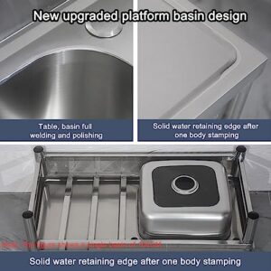 304 Stainless Steel Sink Commercial Restaurant Sink, Stainless Steel Prep & Utility Restaurant Kitchen Sink w/Workbench/Faucet for Restaurant, Cafe, Bar, Hotel, Garage, Laundry Room