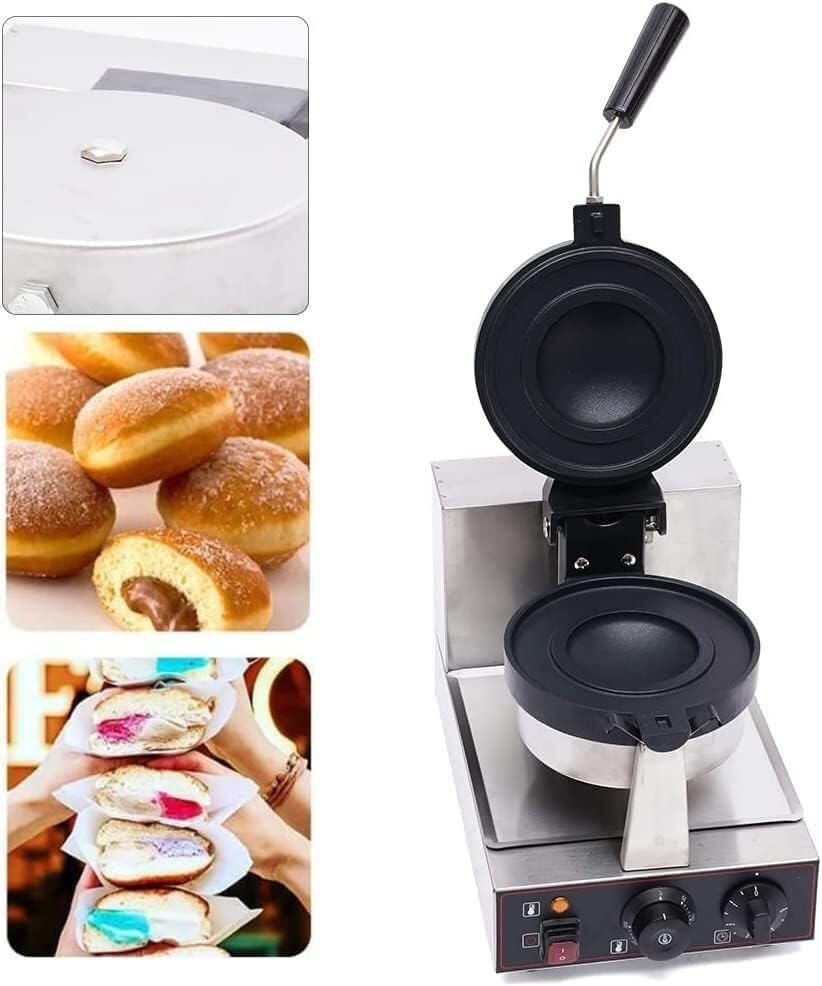 Electric Burger Waffle Maker, 1000W Commercial Single Head Non Stick Panini Press Hamburger Machine, Ice Cream Waffle Baker Machine for Home Kitchen Use Breakfast