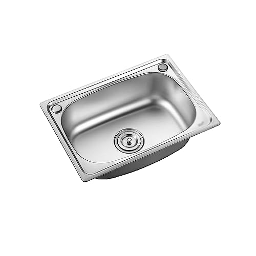 Small Single Tank Stainless Steel Sink,Simple Single Basin，Hanging Art Wash Basin Wall Hung for Garden Restaurant