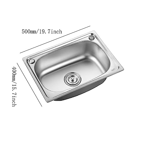 Small Single Tank Stainless Steel Sink,Simple Single Basin，Hanging Art Wash Basin Wall Hung for Garden Restaurant