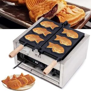 3pcs taiyaki fish waffle maker, 1500w commercial electric non stick fish-shaped waffle machine, waffle iron baker machine, electric corn dog waffle maker hot dog muffin machine for party cafe tea shop